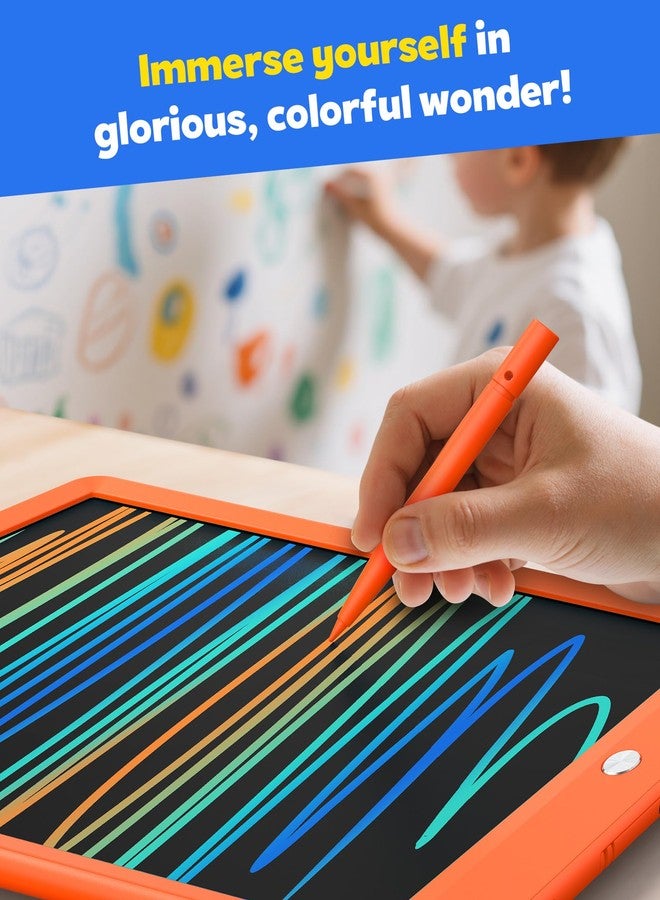 TEKFUN Toys for Girls Boys 10IN LCD Writing Tablet, Magic Doodle Board with Anti-Lost Stylus, Mess Free Coloring for Toddlers Drawing Pad, Toddler Travel Car Plane Trip Toys Gifts (Orange) - Image 4